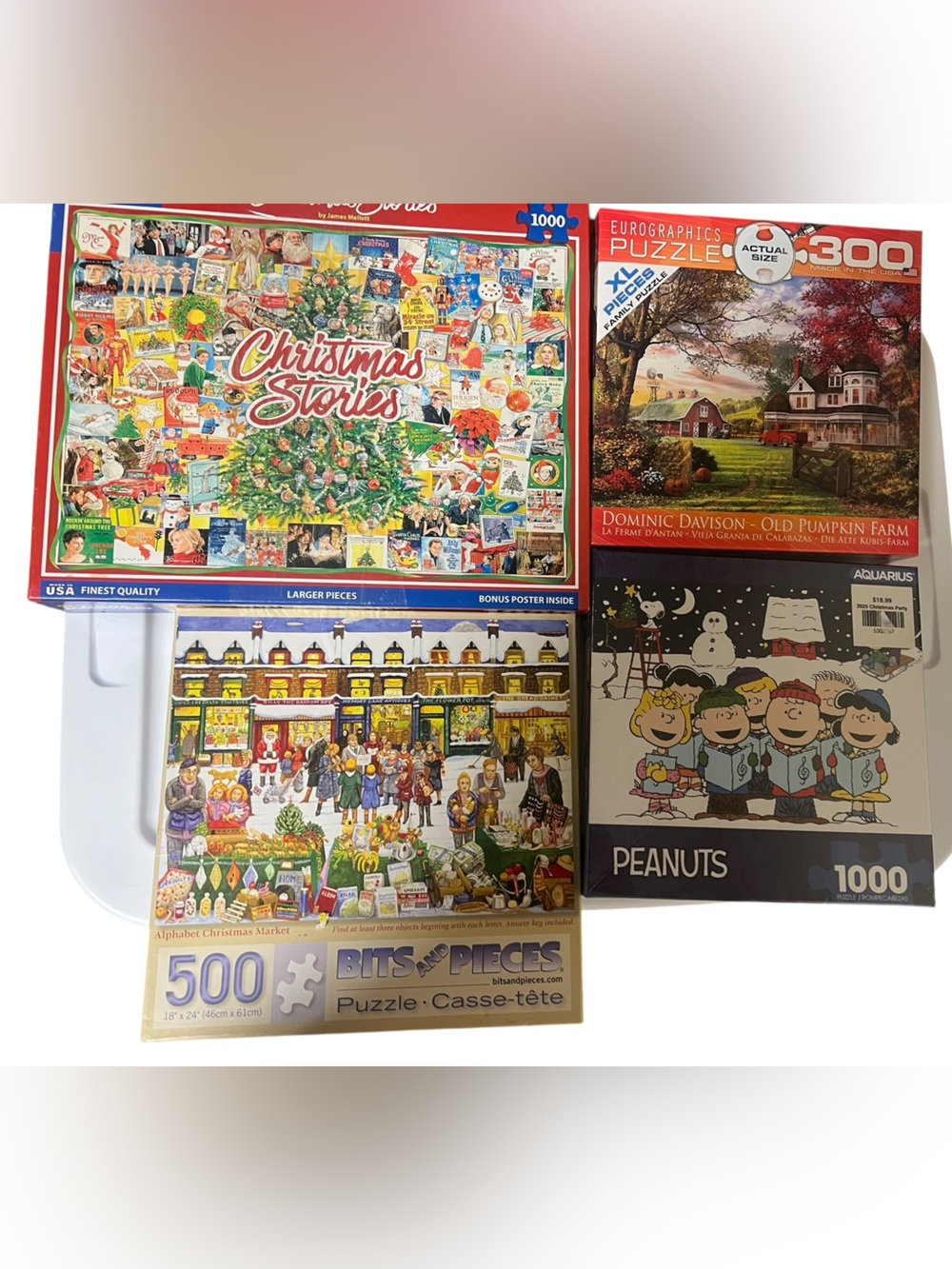 NEW Holiday Puzzles Lot of 4 - Fall, Winter, Thanksgiving, Christmas, Peanuts